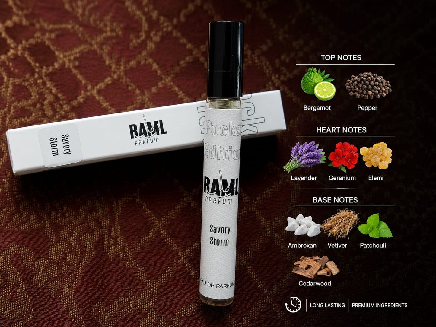 RAML Savory Storm Pocket Edition Eau de Parfum | Bergamot, Black Pepper, Lavender, Vetiver & Cedarwood | Long-Lasting Luxury Fragrance | Made in UAE