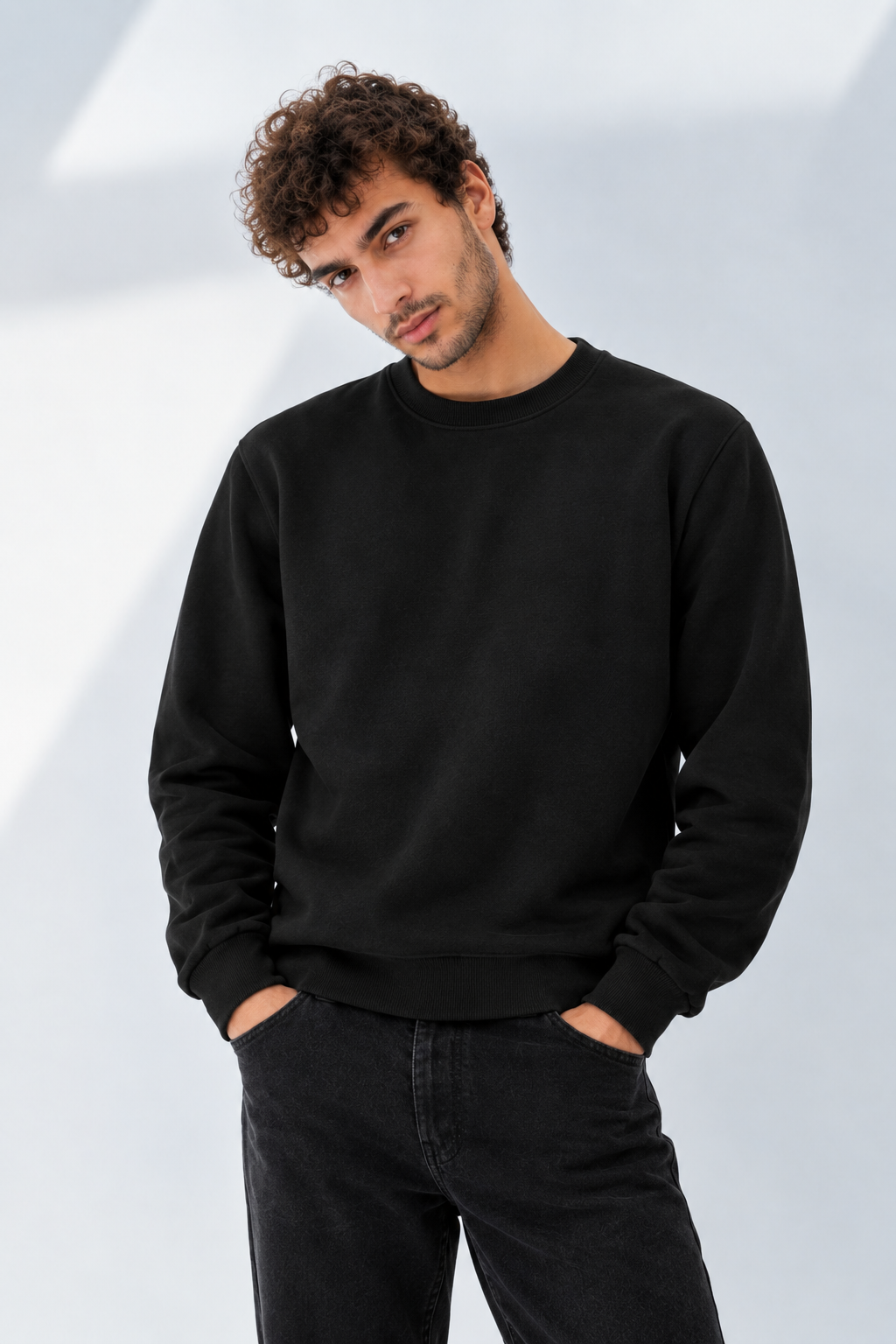 Men’s Premium Black Crewneck Sweatshirt