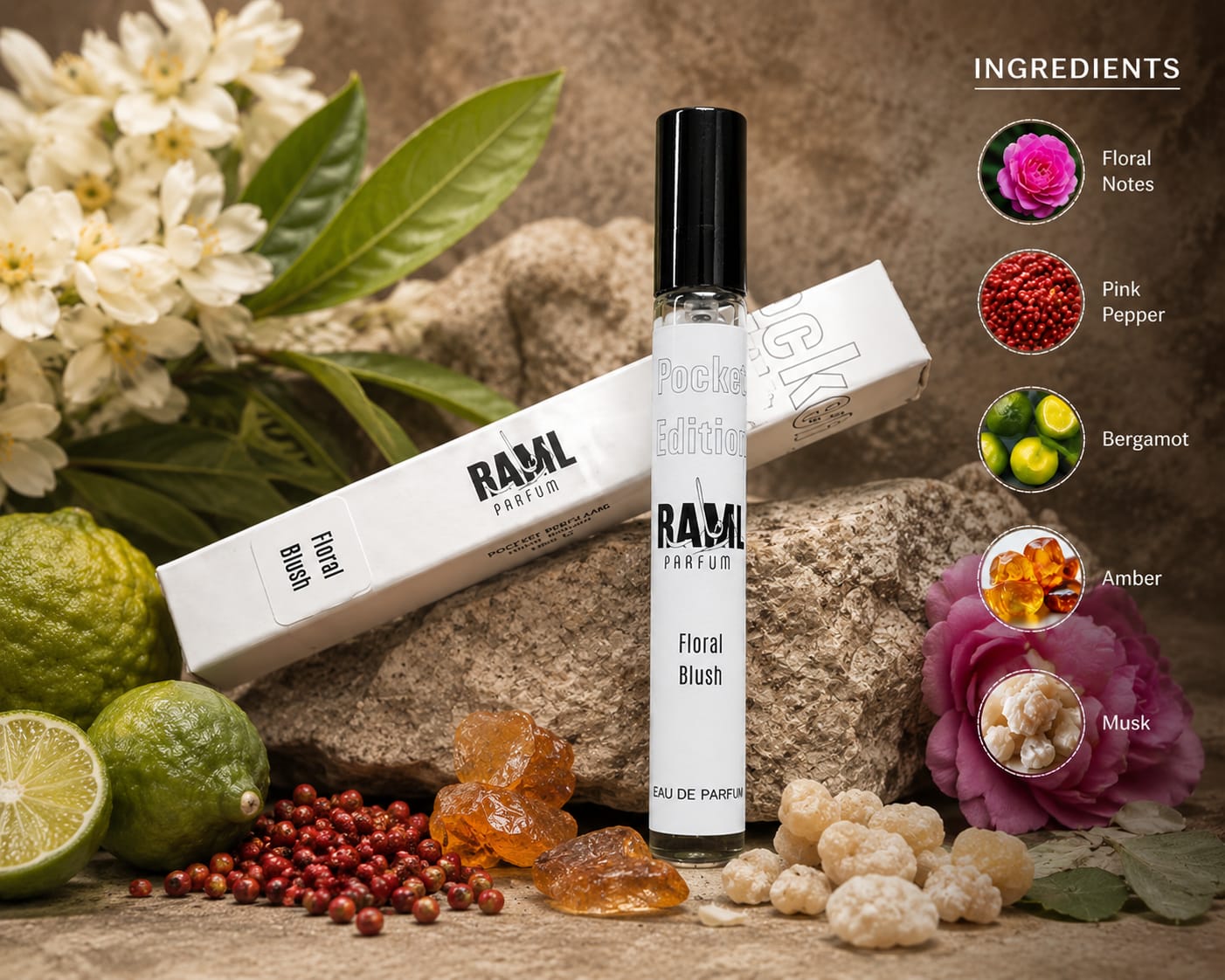 RAML Floral Blush Pocket Edition Eau De Parfum 10ml | Long Lasting Floral Perfume | Made in UAE