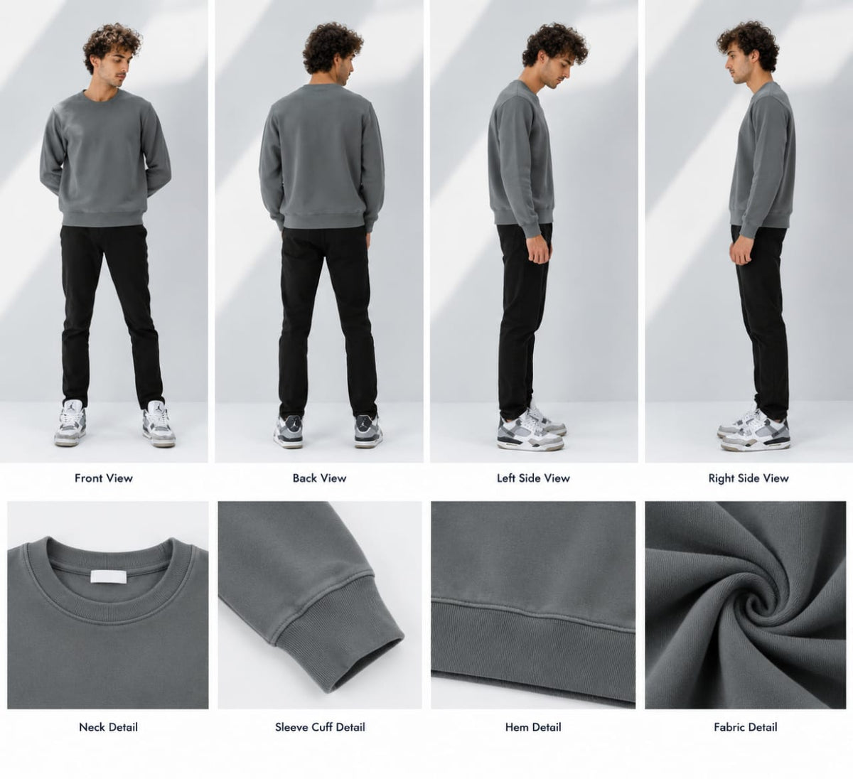 Men’s Premium Washed Grey Crewneck Sweatshirt