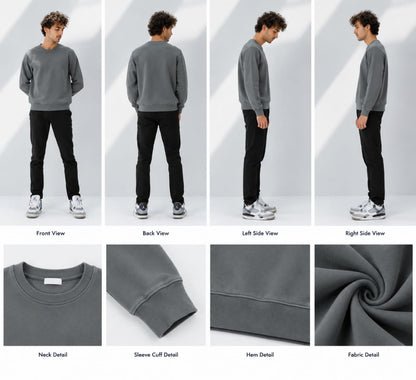 Men’s Premium Washed Grey Crewneck Sweatshirt