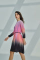 Women’s Elegant Ombre Chiffon Dress with Statement Belt – Pink & Navy
