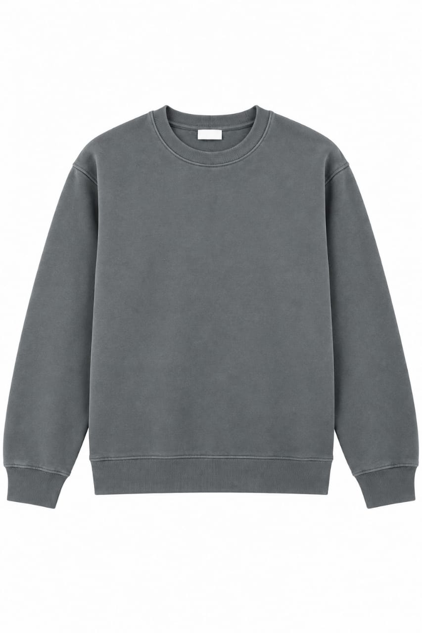 Men’s Premium Washed Grey Crewneck Sweatshirt